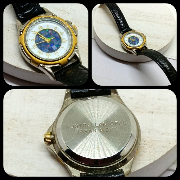Australian Opal Black Strap Watch - Picture 3 of 5